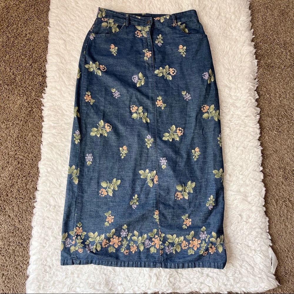 Vintage Villager Sport cotton floral maxi skirt, size 12